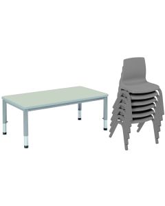 Harlequin Large Rectangular Table & 6 Chairs - 4-6 years - Grey