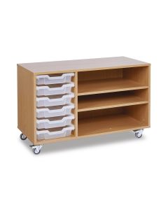 GALT 6 Shallow Tray Paper Storage Unit - Without Doors - Clear Trays