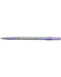 BIC Round Stic Grip Ballpoint Pen Purple - Pack of 40