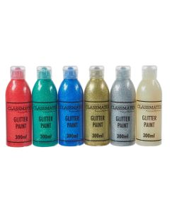 Classmates Glitter Paint - 300ml - Standard Assorted Colours - Pack of 6