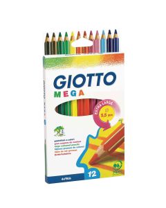 Giotto Mega Colouring Pencils - Hexagonal - Pack of 12