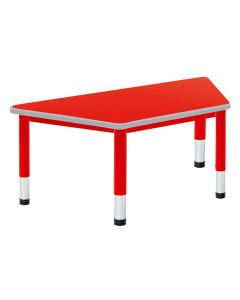 Harlequin Trapezoidal Height Adjustable Steel Classroom Table - 1200 x 600 x 400 to 640mm - Red