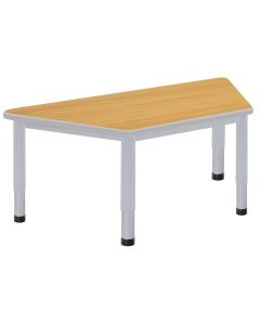 Harlequin Trapezoidal Height Adjustable Steel Classroom Table - 1200 x 600 x 400 to 640mm - Beech