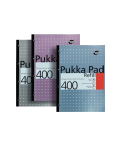 Pukka Pad Metallic Refill Pads - A4 - 400 pages - 8mm Lined Margin 4 Hole - Pack of 6