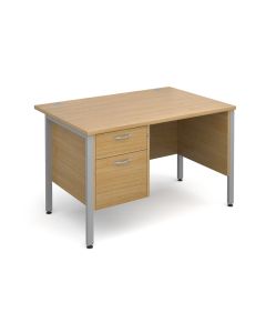 Straight Desk With 2 Drawer Pedestal - Beech