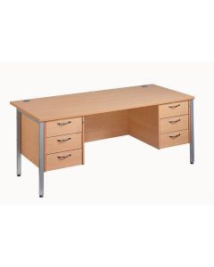 Straight Desk 2 x 3 Drawer Pedestals - Oak