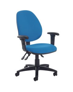 High Back Operator Chair - Adjustable Arms - Blue