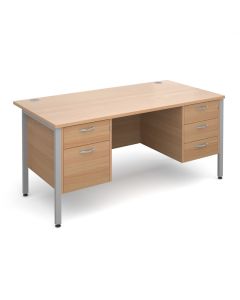 Straight Desk With 2 Plus 3 Drawer Pedestal - Beech