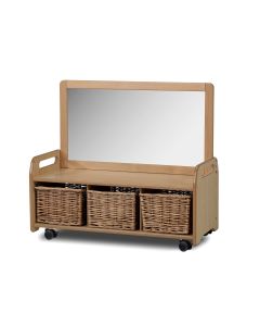 Millhouse Mobile Mirror Unit with Wicker Baskets