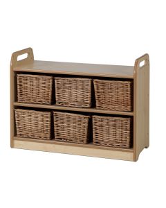 Millhouse Display Unit With Mirror and Wicker Baskets