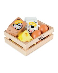 Tidlo Wooden Food Crate - Eggs and Dairy