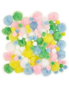 Pastel Pom Poms - Pack of 100