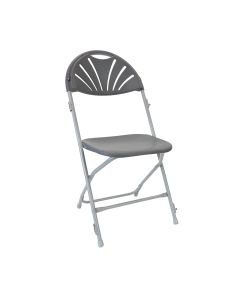 Fan Back Folding Chair - Grey