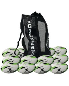Gilbert G-TR3000 Trainer Rugby Ball - Size 4 - White/Green - Pack of 12