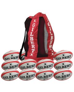 Gilbert G-TR4000 Trainer Rugby Ball - Size 3 - White/Red - Pack of 12