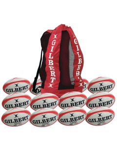 Gilbert G-TR3000 Trainer Rugby Ball - Size 4 - White/Red - Pack of 12