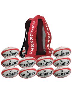 Gilbert G-TR3000 Trainer Rugby Ball - Size 5 - White/Red - Pack of 12