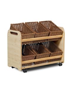 Millhouse Tilt Tote Storage Trolley With Wicker Baskets