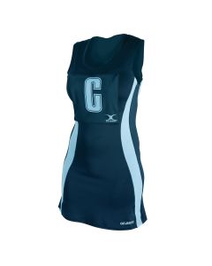 Gilbert Eclipse Netball Dress with Hook & Loop - Navy/Sky Blue - Size 10