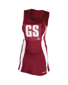 Gilbert Eclipse Netball Dress with Hook & Loop - Maroon/White - Size 10