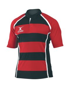 Gilbert Xact Hooped Rugby Shirt - Red/Black - L