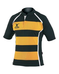 Gilbert Xact Hooped Rugby Shirt - Amber/Black- 2XS