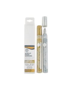 Daler-Rowney Simply Acrylic Paint Markers - Gold and Silver - Pack of 2