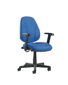 Operators Chair Lumbar - Adjustable Arms - Blue