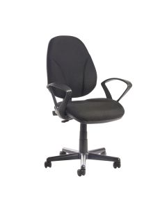 Operators Chair Lumbar - Fixed Arms - Black