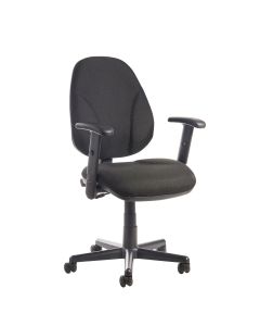 Operators Chair Lumbar - Adjustable Arms - Black