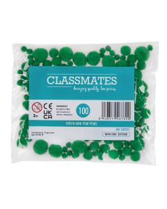 Mini Pom Poms - Green - Pack of 100