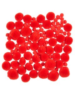 Mini Pom Poms - Red - Pack of 100
