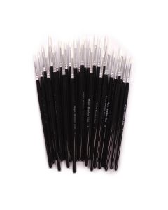 Pro Arte Polar White Nylon Brushes - Round - Assorted Sizes - Pack of 30
