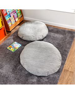 Grey Flat Weave Large Floor Cushion