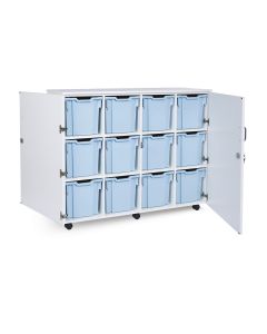 12 Jumbo White With Doors Blue Trays - With Doors