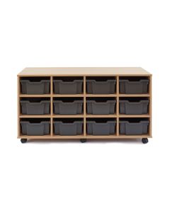 12 Deep Oak Open Unit - Grey Trays