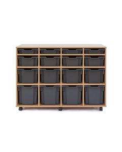 16 Variety Oak Unit Open Grey Trays