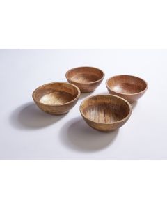 Natural Wooden Bowls - Pack of 4 