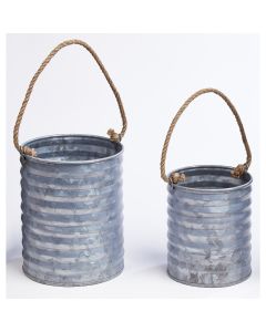 Metal Rope Handled Planters - Pack of 2