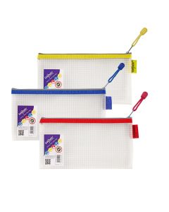 Snopake EVA Mesh Zippa-Bags Pencil Case - Assorted - Pack of 3