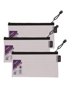 Snopake EVA Mesh Zippa-Bags Pencil Case - Black - Pack of 3