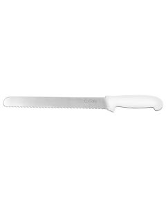 White Handle Slicing Knife Serrated Blade 30cm