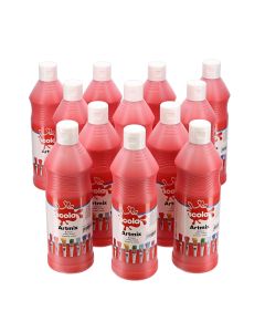 Scola Artmix Ready Mixed Paint - 600ml - Brilliant Red - Pack of 12