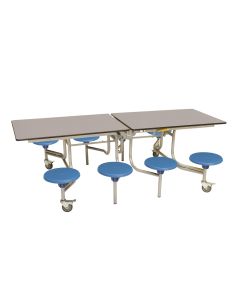 Primary Rectangular 8 Seat Table Grey Top Blue Seat