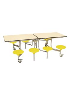 Primary Rectangular 8 Seat Table Grey Top Yellow Seat