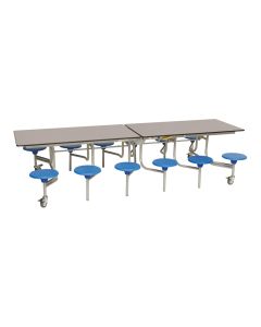 Secondary Rectangular 12 Seater Dining Tables - Blue Seat/Grey Top