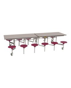 Secondary Rectangular 12 Seater Dining Tables - Wine Seat/Grey Top