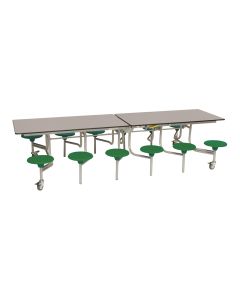 Primary Rectangular 12 Seater Tables -  Grey Top/Green Seat