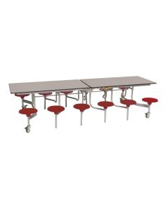 Primary Rectangular 12 Seater Tables -  Grey Top/Red Seat