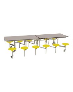 Primary Rectangular 12 Seater Tables -  Grey Top/Yellow Seat